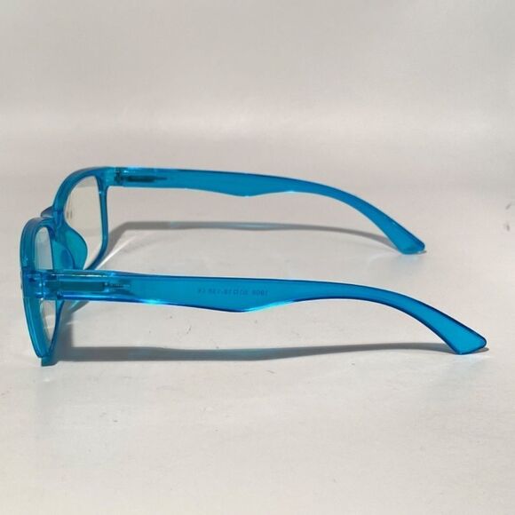 1396 Helen 4.0 Reading Glasses Thin Rectangle Blue light Filter Aqua Frames NWT - Picture 4 of 9
